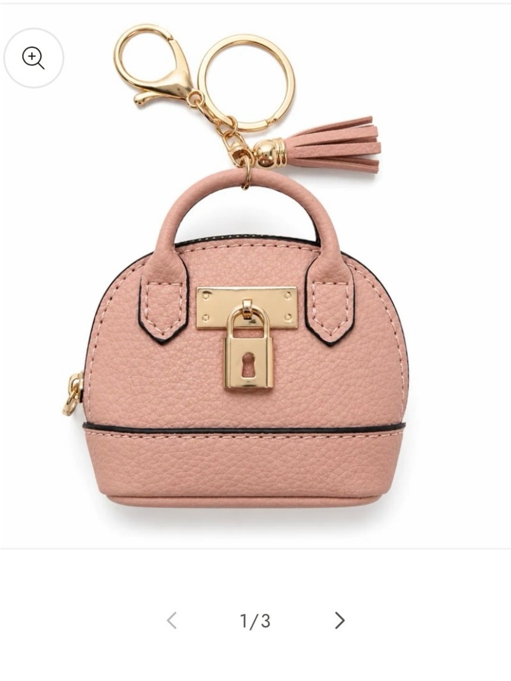 Mini Dome Keychain Bag Charm in Blush Pink